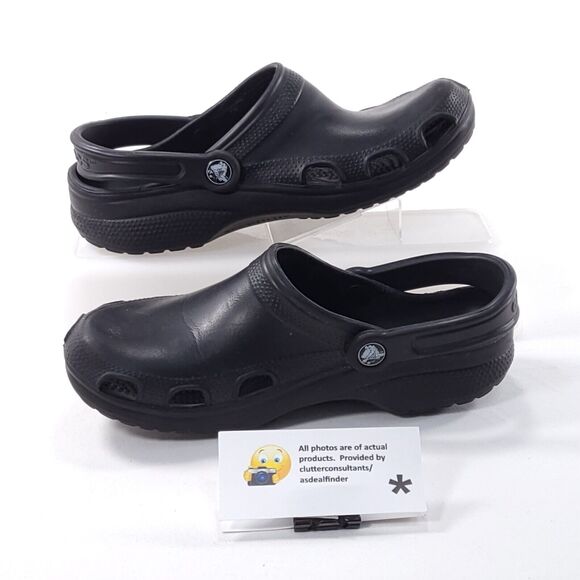 Crocs Classic Slip On Comfort Mule Clog Womens Size 8 Mens Size 6 Black Rubber - Picture 4 of 9
